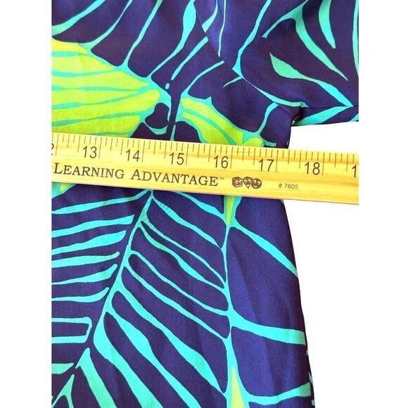 Lilly Pulitzer Silk Blouse XXS "Under the Palm Leaf" Print Long Sleeve Top EUC - Picture 10 of 11